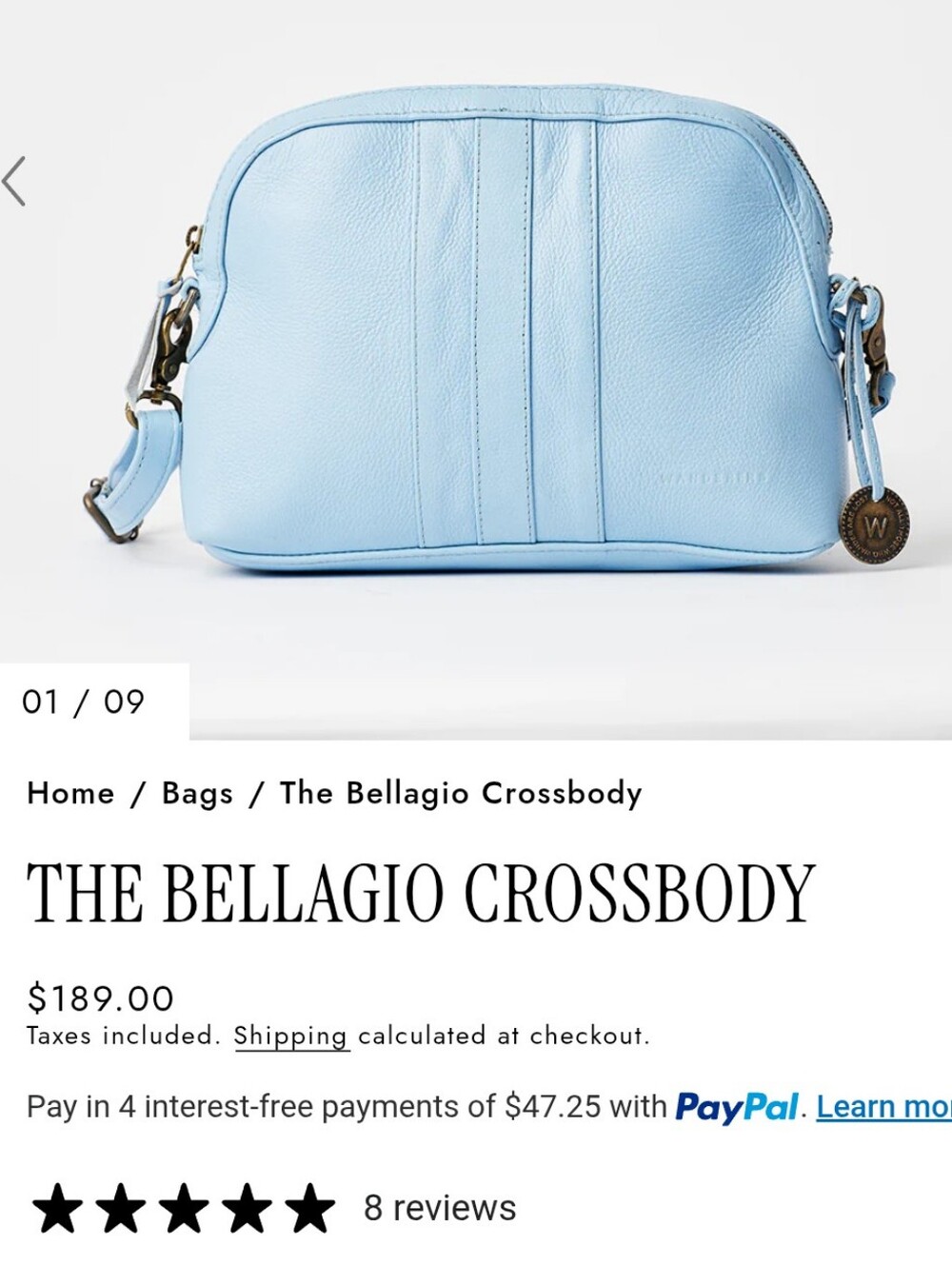 Wanderers Travel Co The Bellagio Crossbody - Sky Blue - Excellent Condition